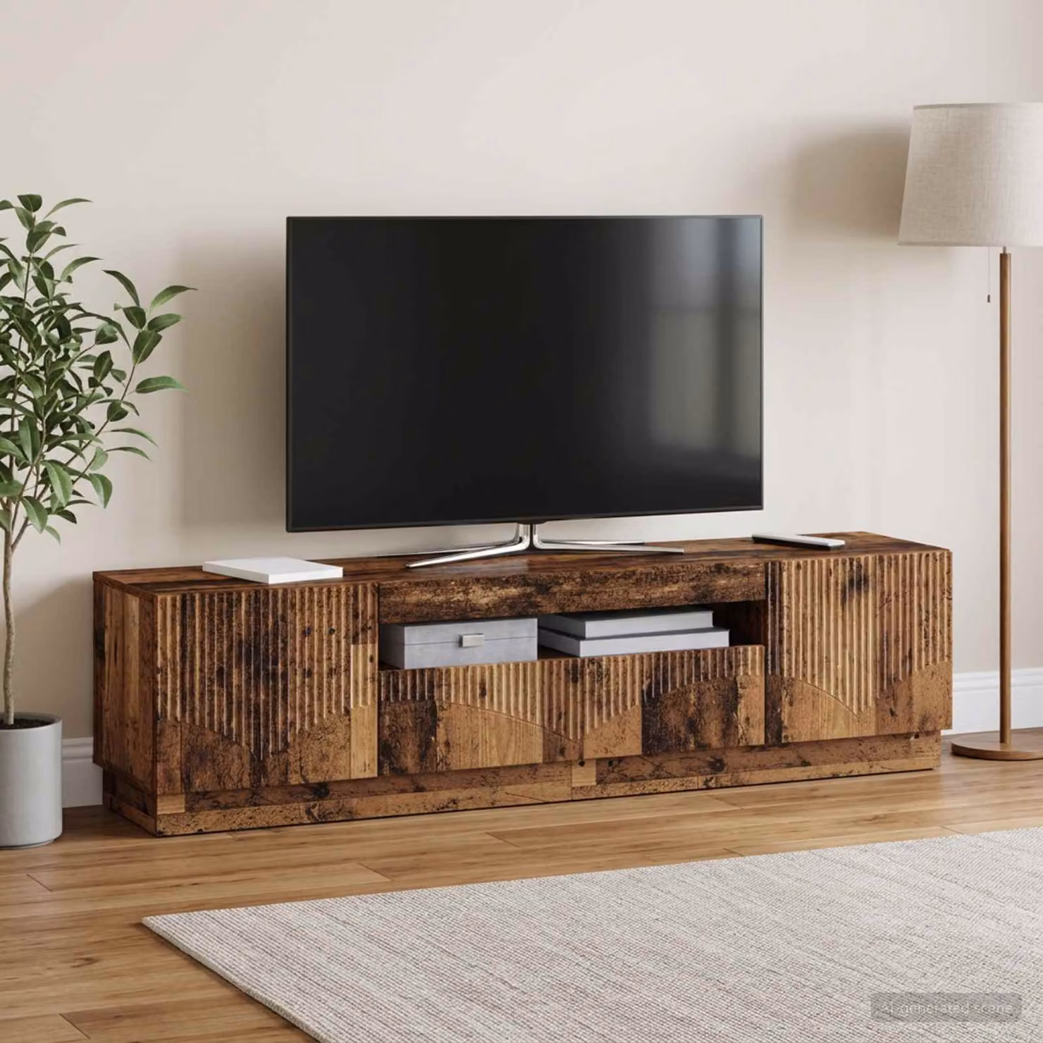 Mobile TV stand vidaXL in legno marrone con illuminazione LED e scomparti multimediali L 153,0 cm x P 40,0 cm x H 35,0 cm