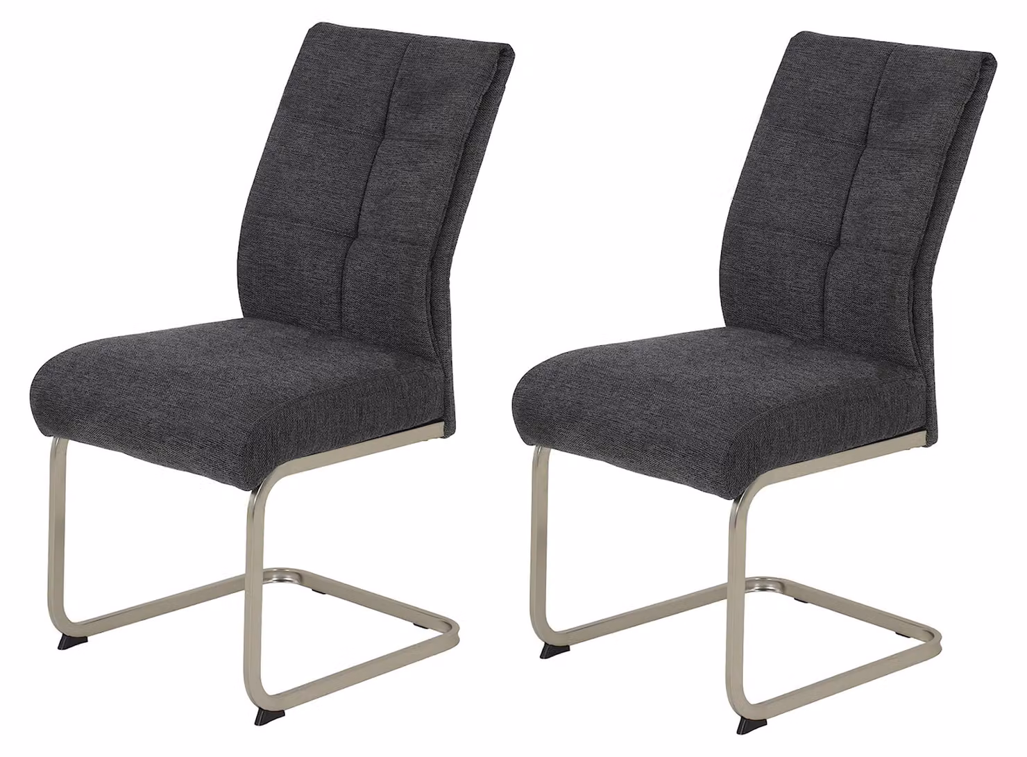 Set di 2 sedie da pranzo, poltrona a dondolo XL, tessuto, color antracite