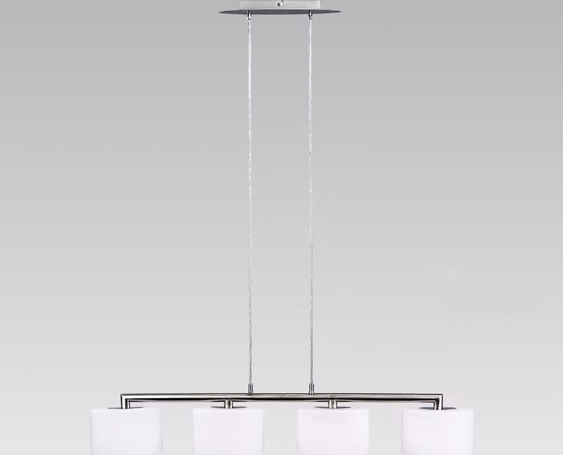 MONZA lampada a sospensione 4xE14/40W, nichel satinato/cromo/opal L: 1000, H: 1200, dimmerabile