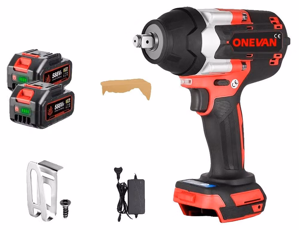 Avvitatore a impatto, coppia elevata, funzionamento a batteria, set di 2 batterie A
