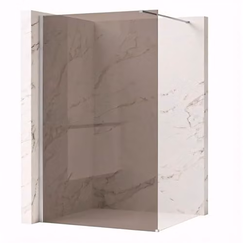 Rea - Parete Doccia Flexi, Cromo 120, Walk-In Senza Piatto Doccia, Vetro Di Sicurezza Temperato Marrone Fumo 8mm, 120 X 120 X 195 cm