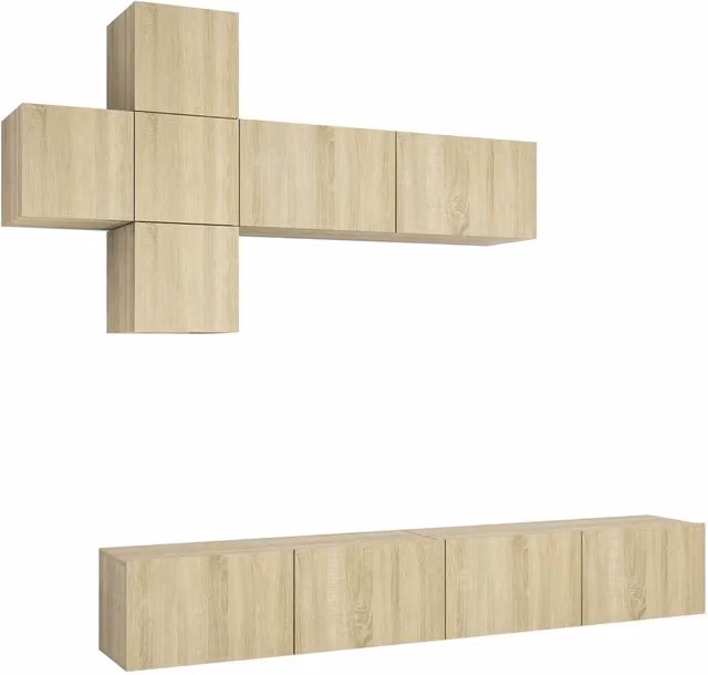Set di Mobili Porta TV 7 pz | Armadietto TV | Mobile Porta TV Rovere Sonoma in Legno Multistrato
