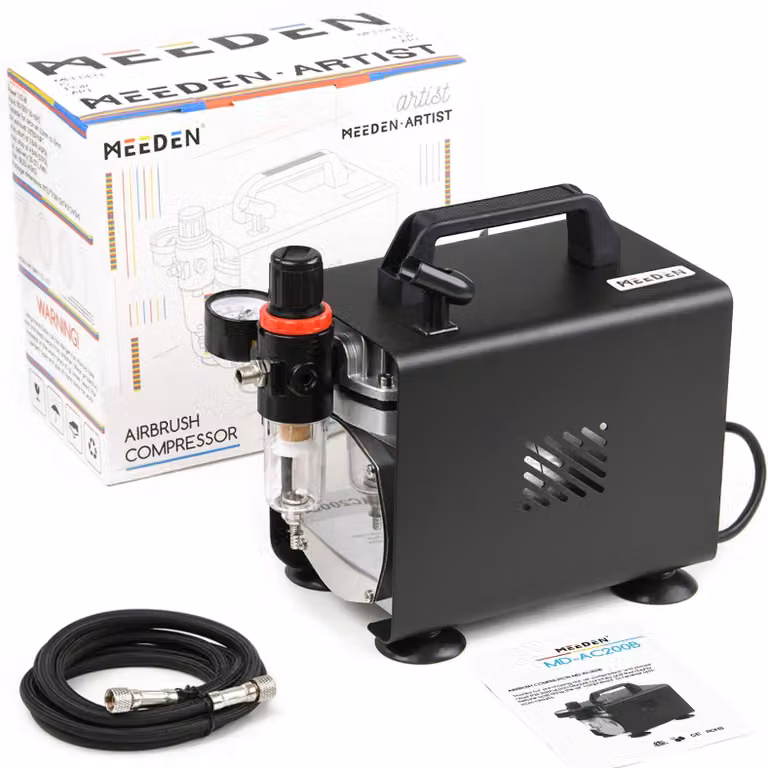 Compressore per aerografo, 23 litri/min, 47 dB, silenzioso, con accessori