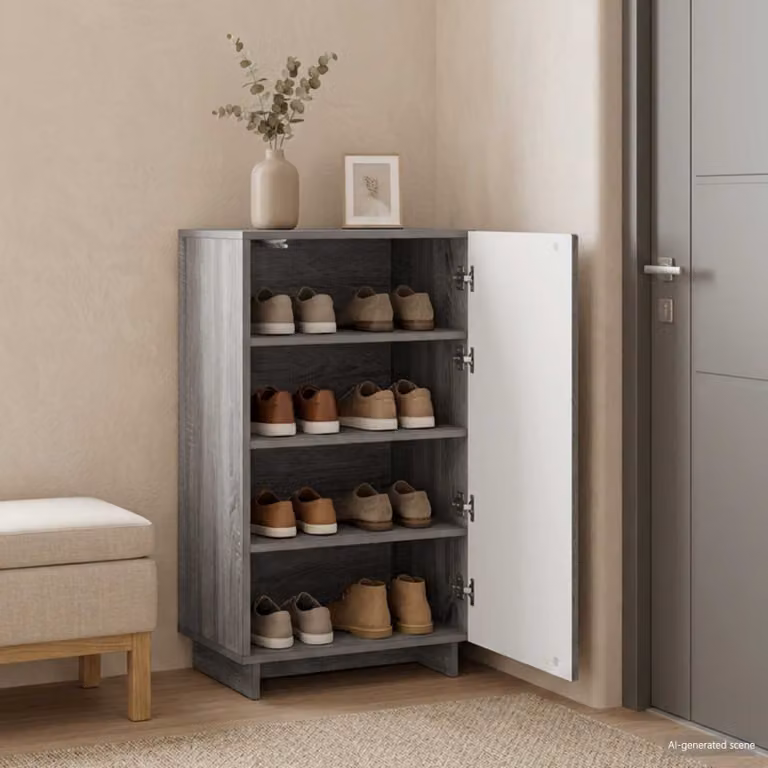Scarpiera moderna vidaXL in legno multistrato grigio L: 48 cm, P: 38 cm, H: 87,5 cm