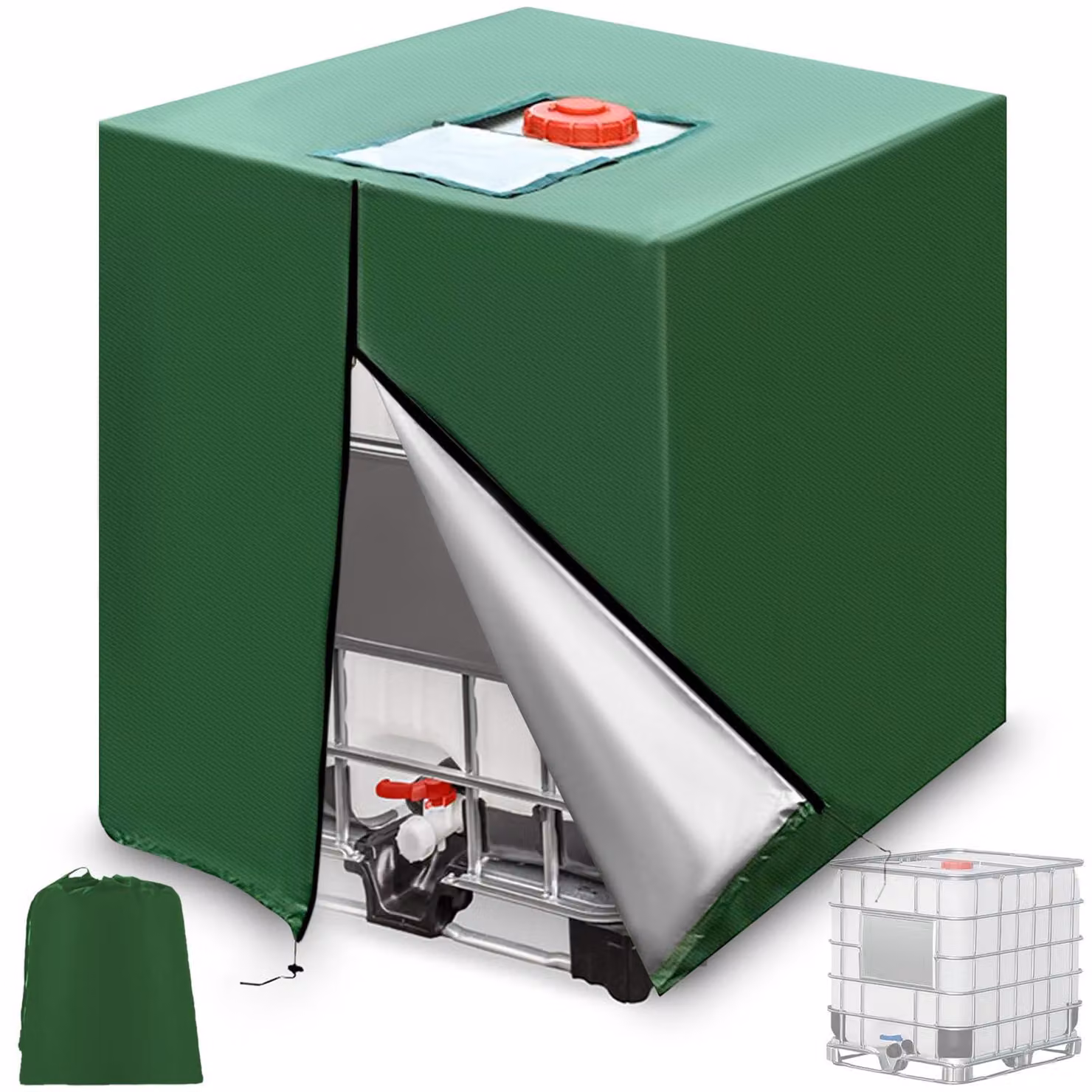Copertura per serbatoio IBC da 1000 litri, con chiusura a zip e protezione anti-UV