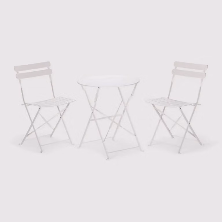 Berenj - Set bistrot bianco per balcone con tavolino e 2 sedie