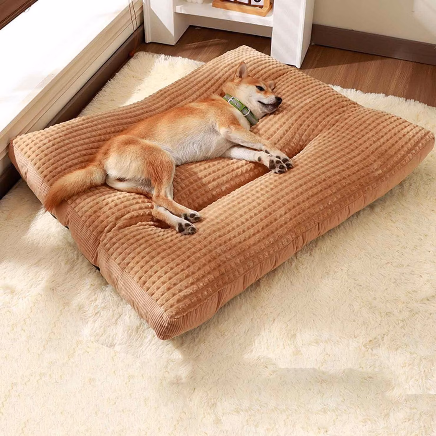 Cuccia per cani con fondo antiscivolo, rivestimento removibile e lavabile, colore marrone, taglia S