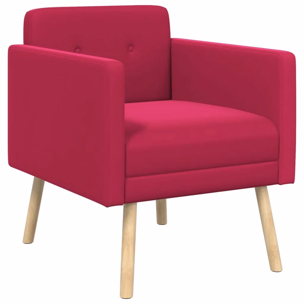 Poltrona moderna vidaXL in velluto rosso con braccioli e struttura in legno – 2