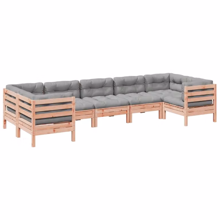 Set Divani Giardino 7 pz Cuscini Legno Massello Abete Douglas