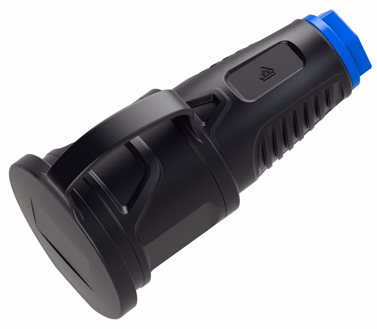 BACHMANN Spina di sicurezza in gomma piena CEE7/3, coperchio con nastro, IP54, nero / blu