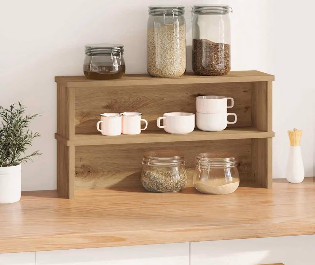 Scaffali da Cucina Impilabili 2pz Rovere Artigianale 50x15x16cm