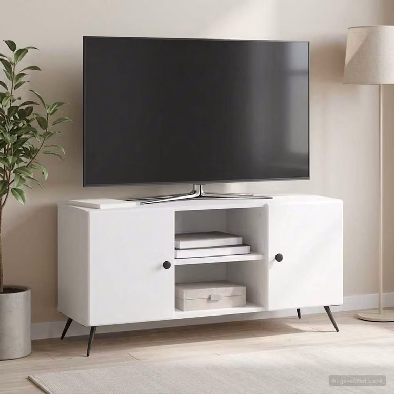 Mobile TV vidaXL Bianco in Legno MDF Moderno L: 102 cm, P: 34,5 cm, H: 50 cm