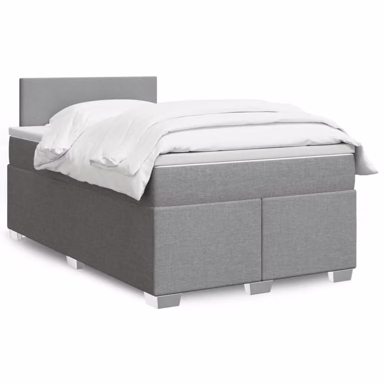vidaXL Letto Ibrido con Materasso Grigio e Bianco con Illuminazione Sotto il Letto e Porta USB L/P/H: 120 x 200 x 100,5 cm