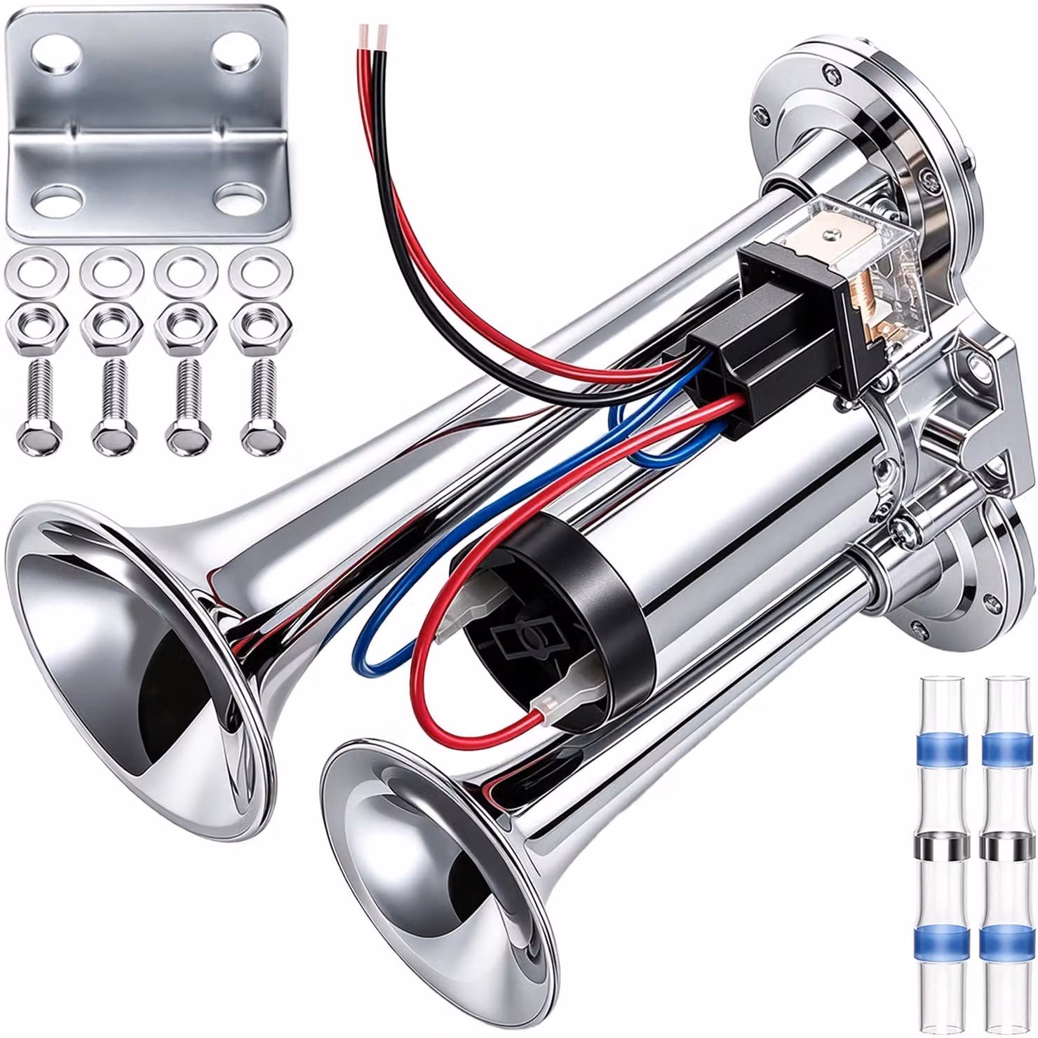 Clacson pneumatico a doppia pressione da 12V, 150 dB, con compressore, resistente alla ruggine e alla corrosione