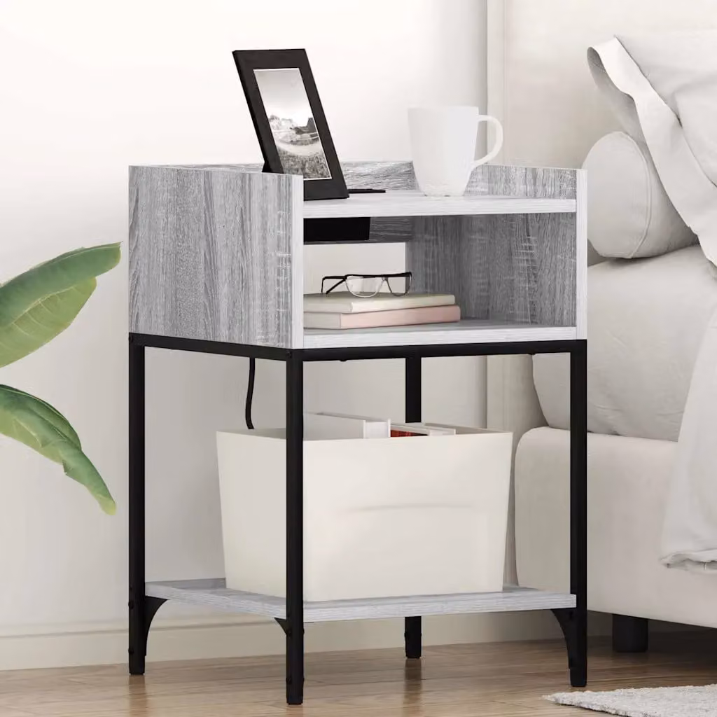 Set di 2 Armadi da Notte vidaXL Grigio Sonoma L/P/H: 40 x 40 x 61 cm