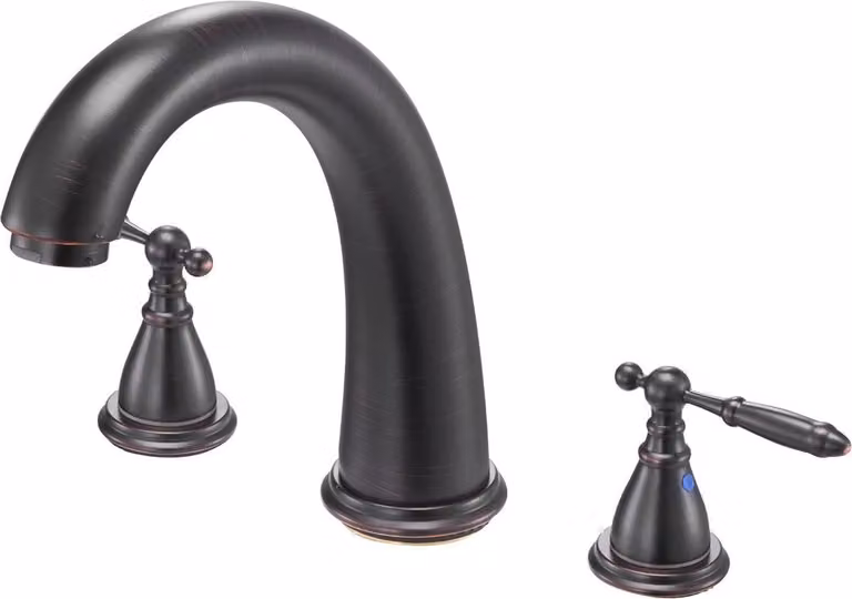 Rubinetto per vasca romana, set di rubinetti per vasca da bagno a collo d'oca con 2 maniglie, rubinetti per vasca romana con montaggio a ponte per la cura dei bambini, il bagno degli adulti, rubinetto per vasca da bagno a cascata a 3 fori, bronzo, design