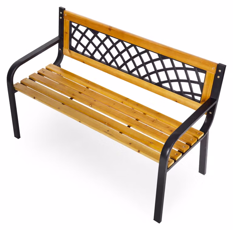 MultiGarden WYI-XG2090 Panchina da giardino in legno con schienale traforato 118 x 52 cm