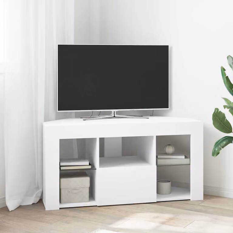 Mobile TV LED Angolare vidaXL Bianco con Illuminazione Integrata L: 100 cm, P: 40 cm, H: 50 cm