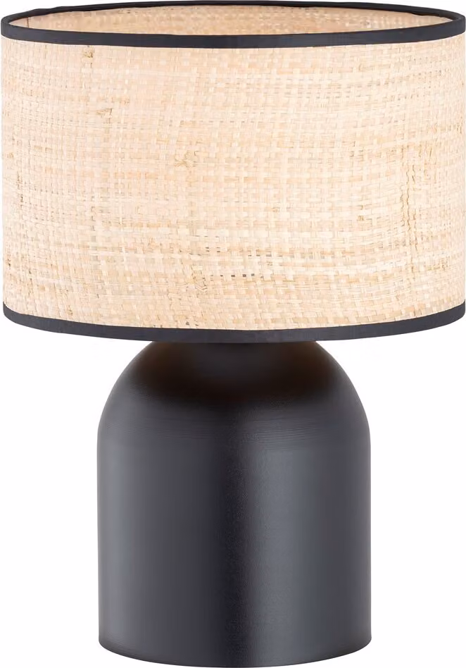 Lampada da tavolo da comodino nera con paralume color crema, 1xE27, 15 W, ASPEN Emibig