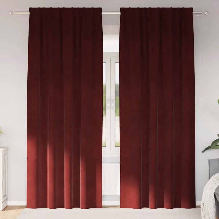 Set di 2 tende oscuranti vidaXL in velluto rosso, L: 140 cm, H: 225 cm
