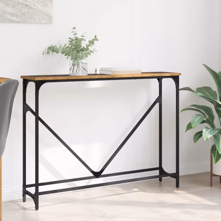 vidaXL Tavolo consolle in stile industriale color marrone L 102 x P 23 x H 75 cm