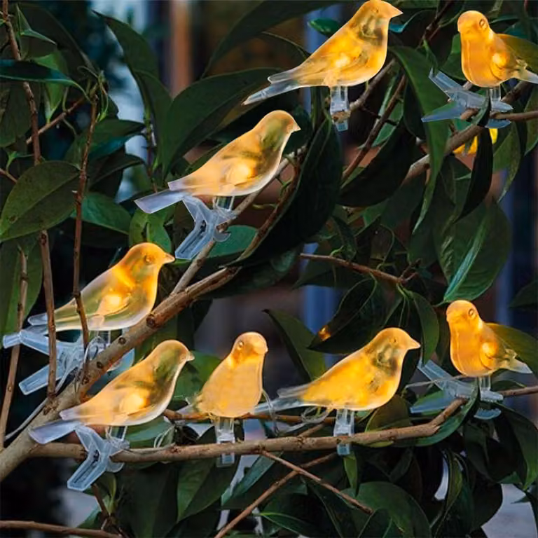 8 luci solari a forma di uccello, con LED bianco caldo, impermeabili, ideali per la decorazione del giardino