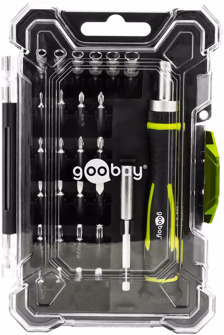 Goobay 77840 Set di cacciaviti con set di 26 punte - Set di utensili per lavori di precisione di avvitatura, montaggio e fai da te