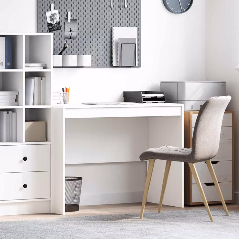 Scrivania minimalista vidaXL in MDF bianco L: 100 cm, P: 50 cm, H: 76 cm