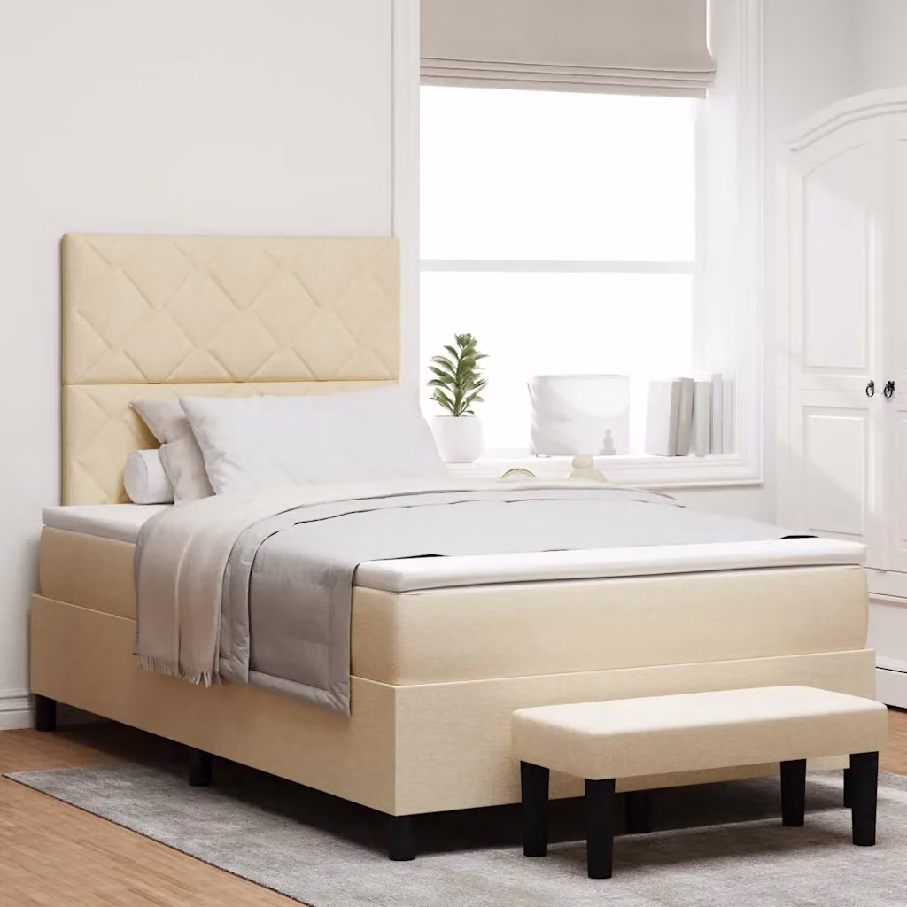 Letto ibrido con materasso e testiera vidaXL in tessuto beige L 120 cm x P 200 cm – 1
