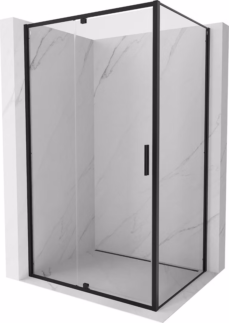 Mexen Exo cabina doccia a battente 155 x 80 cm, trasparente, nera - 819-155-080-70-00