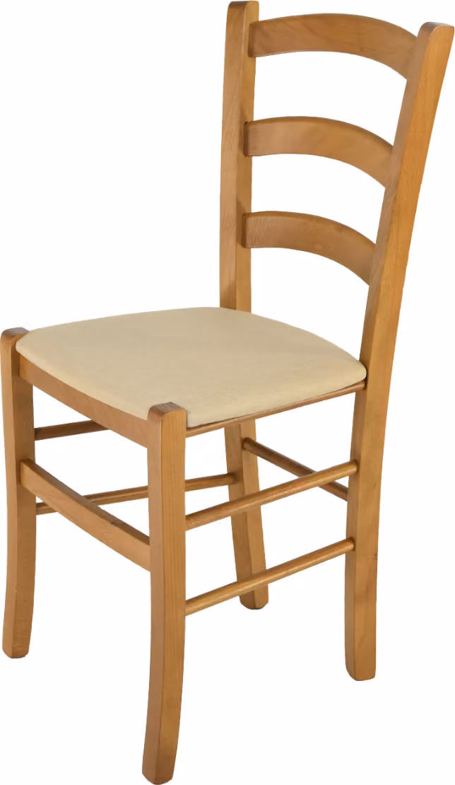 t m c s Tommychairs - Sedia VENICE per cucina e sala da pranzo, struttura robusta in legno di faggio laccato nel colore rovere e sedile imbottito rivestito in STOFFA nel colore canapa