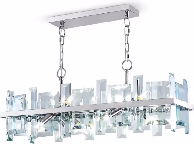 Lampadario sospeso Cerezo Maytoni in cristallo e metallo cromo con 8xE14 – 1