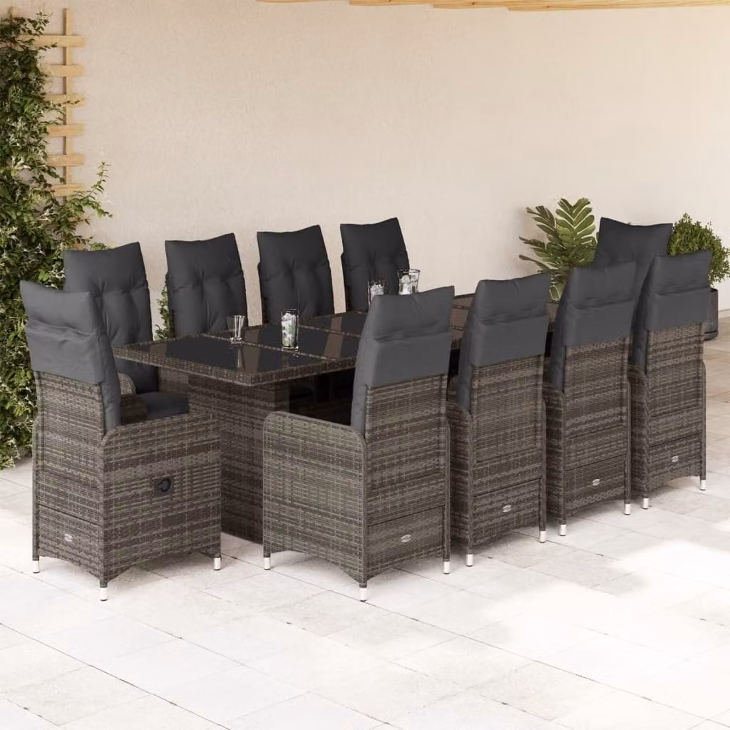 Maison Exclusive - Set da giardino bistrot 11 pezzi con cuscini grigio in polyrattan