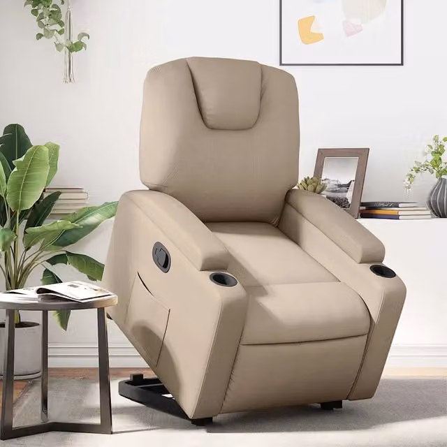 Poltrona alzapersona reclinabile vidaXL in similpelle beige con assistenza elettrica per anziani – 1