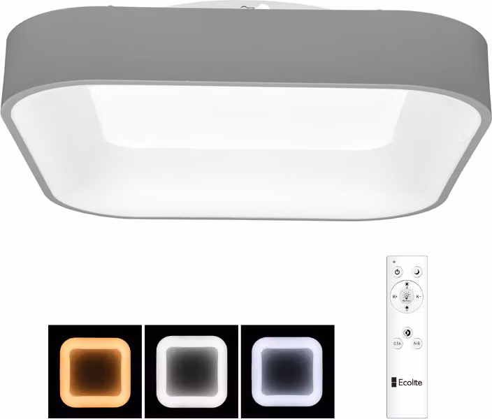 Ecolite Grey LED soffitto/parete quadrata 40W con DO WMKL01S-40W/LED-SED
