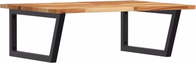 Ripiano a parete per lavabo DESIGN IN in acciaio nero e legno di acacia oliato marrone