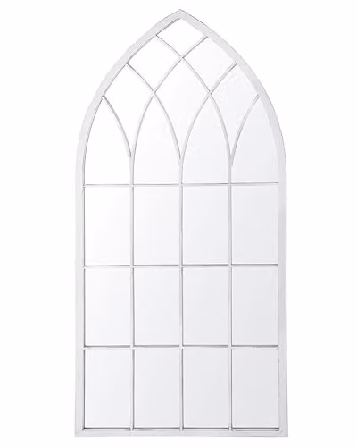 Beliani Specchio da parete in metallo grigio 50 x 115 cm effetto antico a forma di finestra vintage