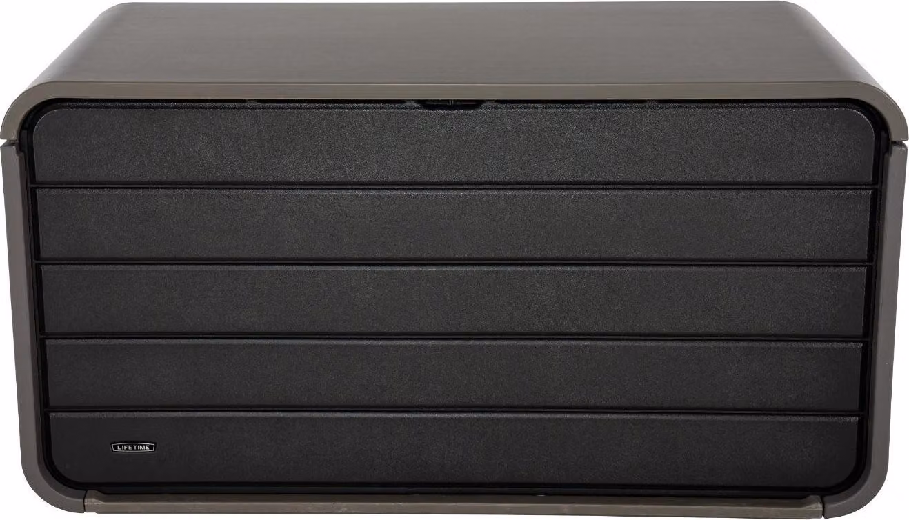 Lifetime Contenitore da giardino in plastica Space XL 625 L Contenitore per cuscini e materassini Grigio 72x146x77 cm
