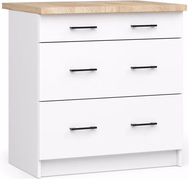 Mobile cucina modulare AKORD OLIWIA Bianco con piano di lavoro e 3 cassetti L/P/H: 80 x 46 x 85 cm