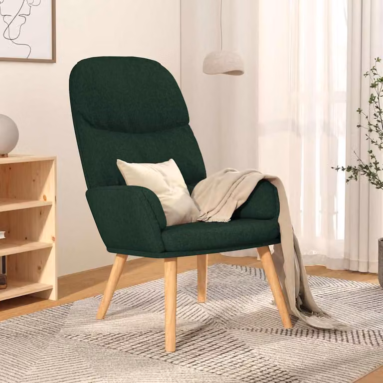 Sedia Relax vidaXL Verde con Struttura in Metallo e Rivestimento in Tessuto