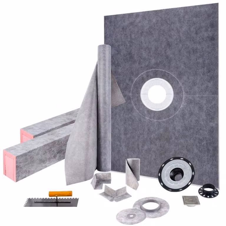 Set per doccia da 38 x 60 pollici - Flangia in PVC - Griglia in acciaio inossidabile - Membrana impermeabile