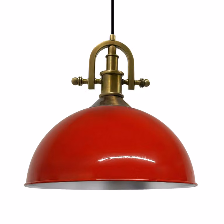 Lampada a sospensione industriale in metallo grande 40 cm, lampada a sospensione rossa, lampada da cucina