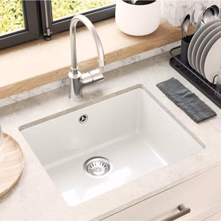 Lavello vidaXL in quarzo e resina bianco L: 53 cm, P: 46 cm