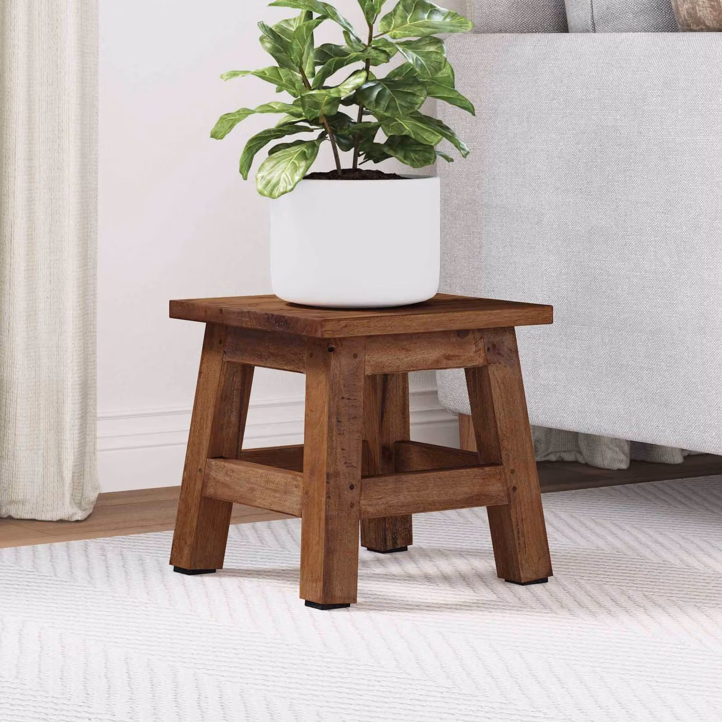Pouf a cubo vidaXL in legno di mogano naturale marrone L/P/H: 26 x 26 x 26 cm