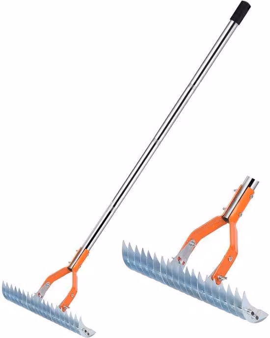 Set composto da rastrelli a quattro denti in acciaio, rastrelli da prato con manici lunghi e regolabili da 1,6 metri, pinze per erba, robusti rastrelli da prato Acciaio al carbonio, attrezzi multifunzionali per la rimozione delle erbacce e la concimazione