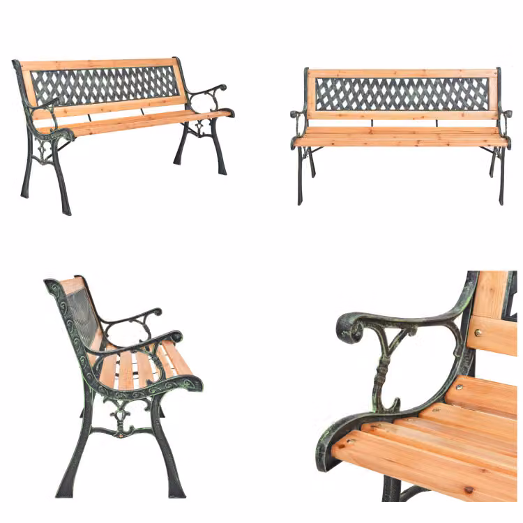 vidaXL Panca da giardino 116 cm in ghisa e legno massiccio di abete - Panca da giardino - Panche da giardino - Mobili da giardino - Seduta da giardino