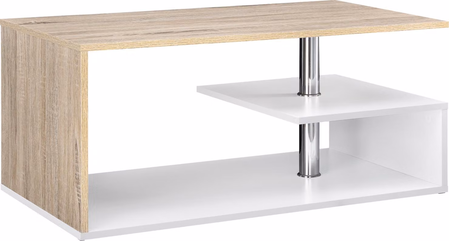 Tavolino da caffè 'Haarlem' Tavolo da soggiorno 90 x 50 x 41 cm aspetto rovere/bianco