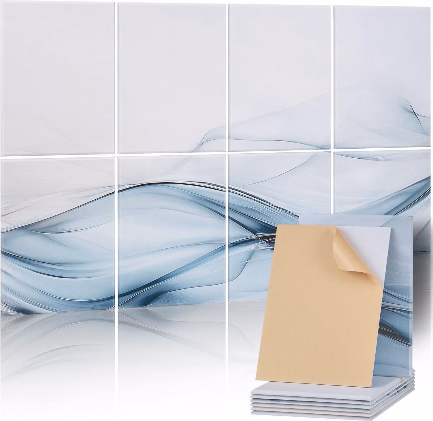 Pannelli acustici - Set di 8 pannelli acustici da parete 120 x 80 x 1 cm - Autoadesivi - Isolanti acustici - Fonoassorbenti - Isolamento acustico - Per studio, ufficio, casa - Motivo in seta