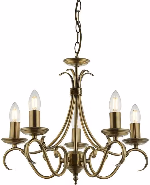 Lampadario Bernice Endon ottone antico 5xE14 dimmerabile