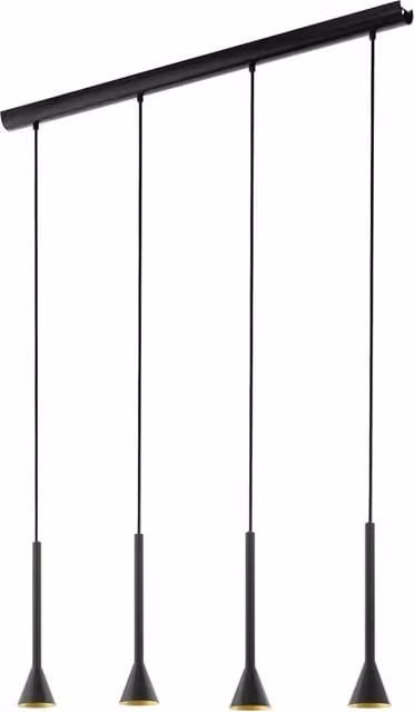 Lampadario Contemporaneo Cortaderas Acciaio Nero Oro 4 Luci Gu10 4,8W